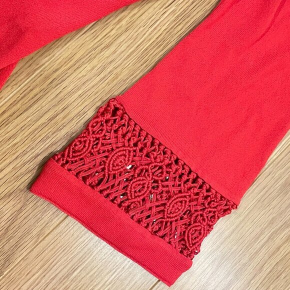 Episode Vintage Red Flowy Blouse with Rope Detailing - M - Picture 5 of 12
